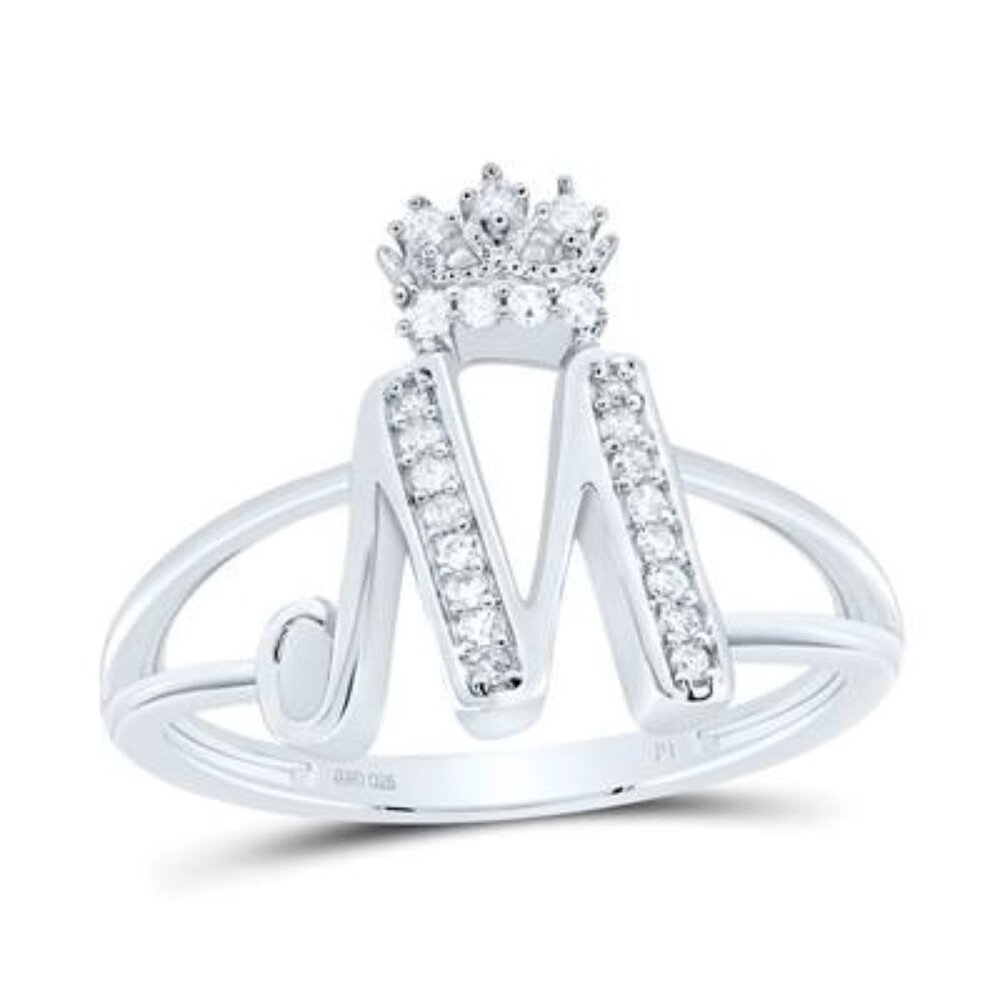 Real Diamond Custom Made Crown Initial M letter ring, Best Gift for her,  SALE!